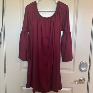 Chic Long Sleeve Burgundy Dress